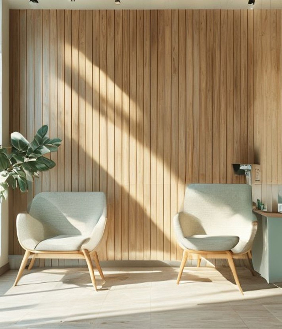 A calm, modern chiropractic front desk
